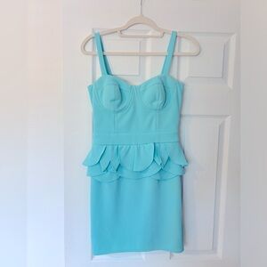 GORGEOUS LIPSY SEA-FOAM GREEN PEPLUM PETAL DRESS US 6